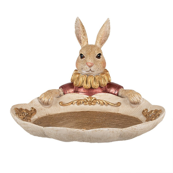 Decoration Rabbit with Bowl Gold Beige 22x21x15 cm