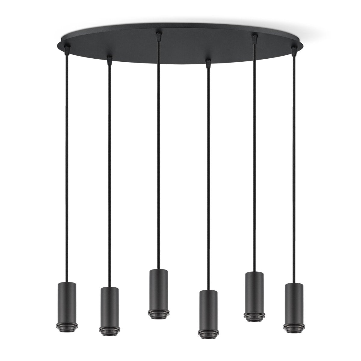 Black metal oval hanging lamp 6L - 60/22/137.5cm