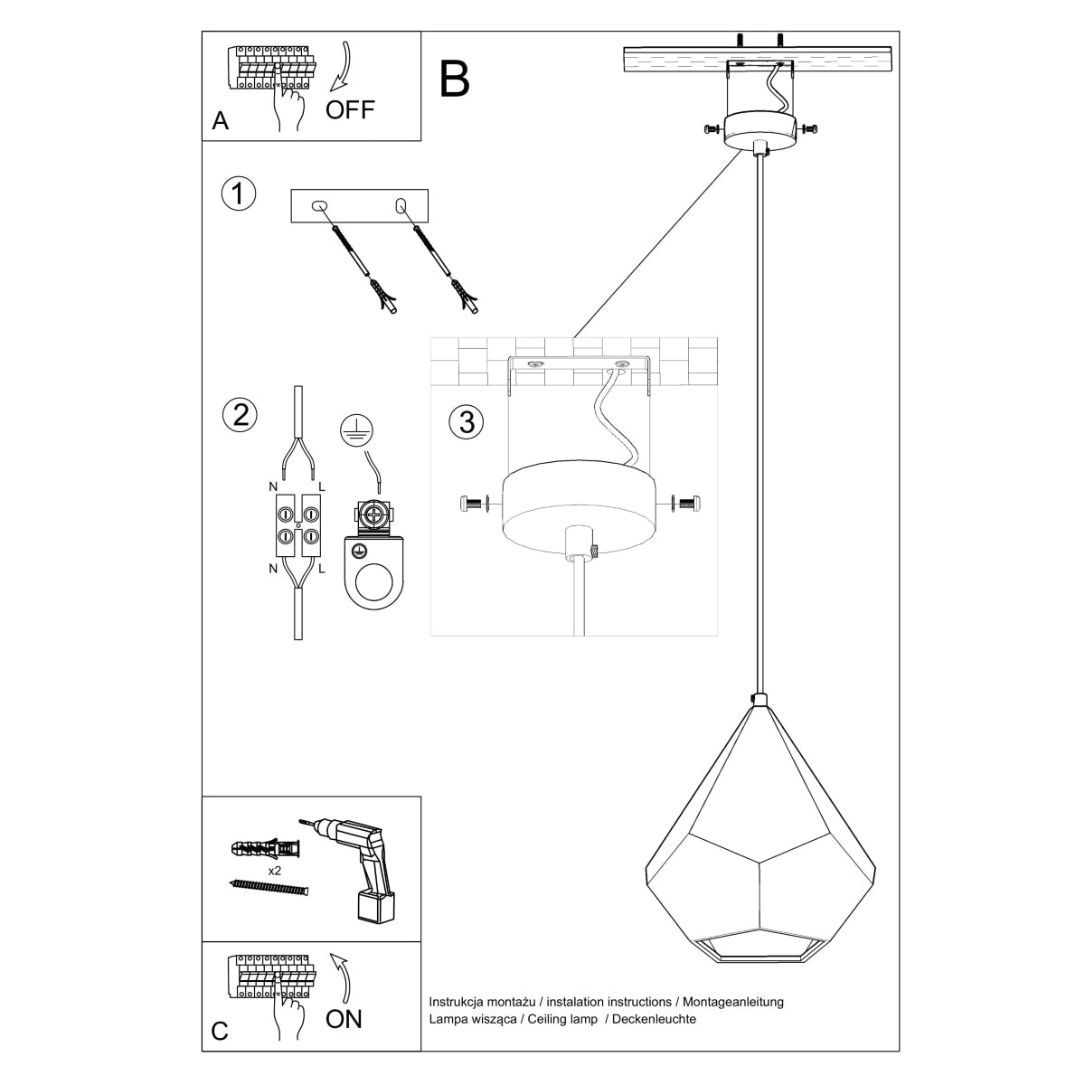 Ceramic hanging light PAVLUS