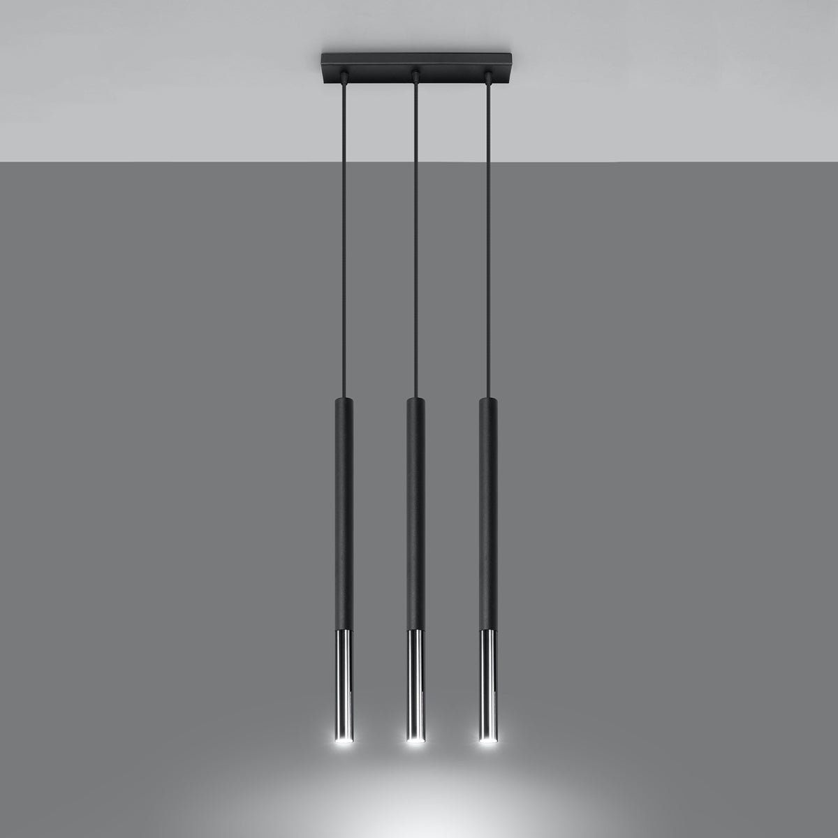 Hängeleuchte MOZAICA 3L schwarz/chrom