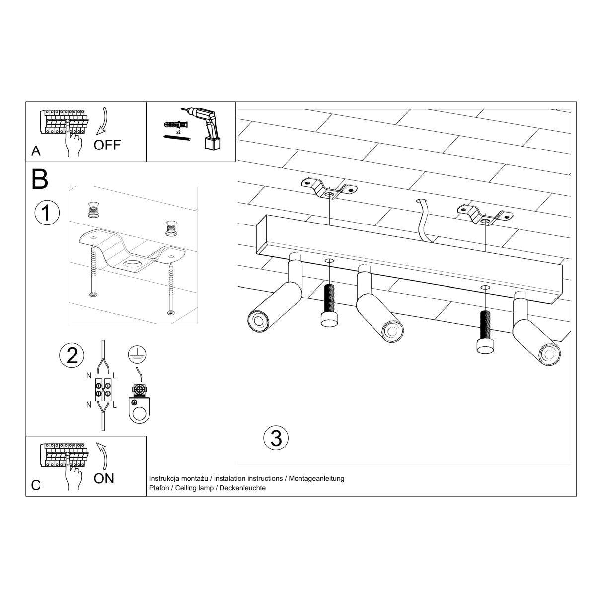Ceiling light EYETECH 3 black