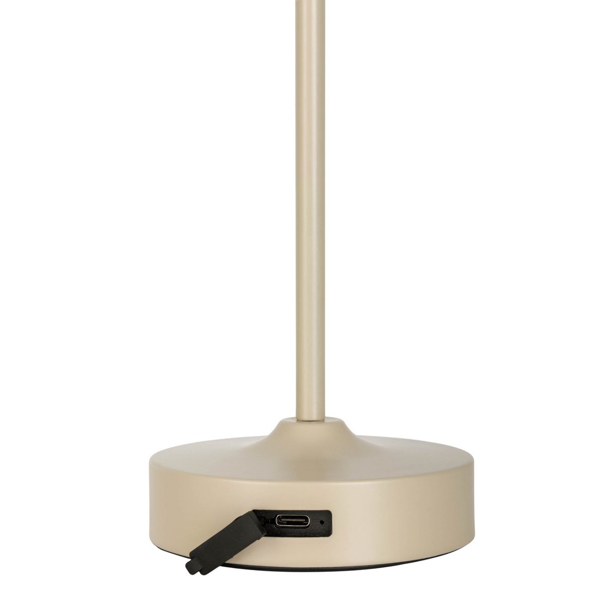 LED Akku-/ Tischleuchte "PINA" 30 cm hoch, aus Metall (beige) und Glas (weiß), integrierte LEDs, warmweiß