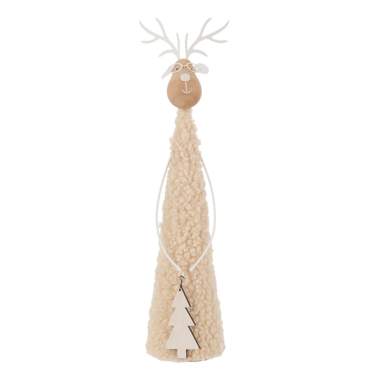 Rendierdecoratie teddy metaal/hout beige/naturel