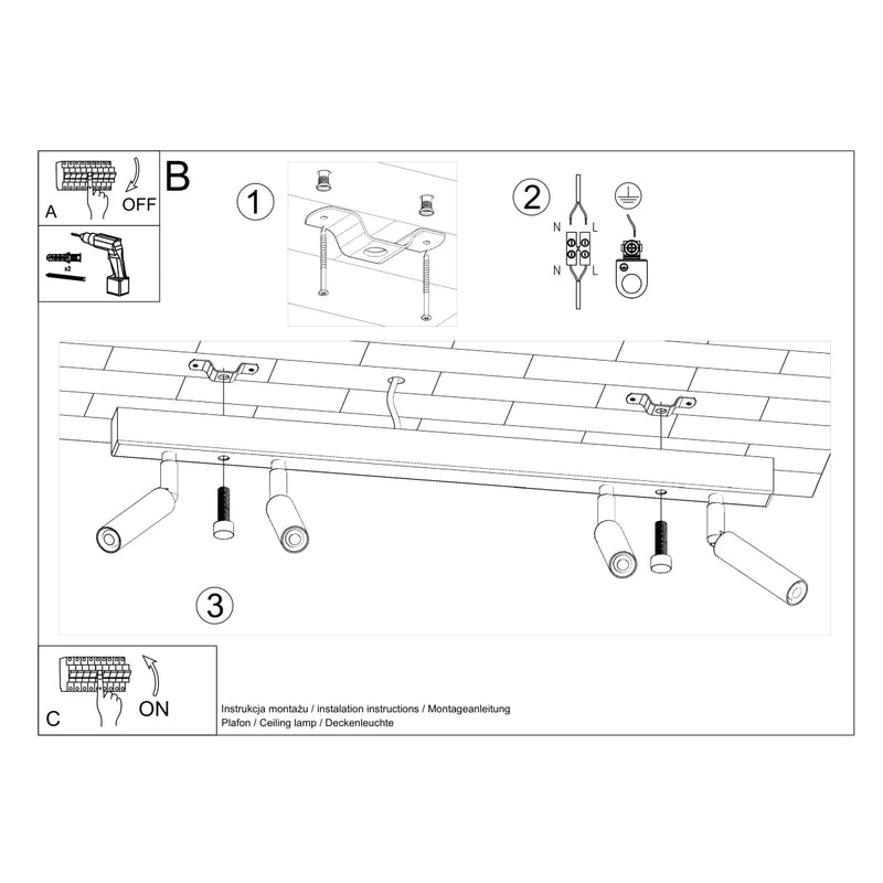 Ceiling light EYETECH 4 black