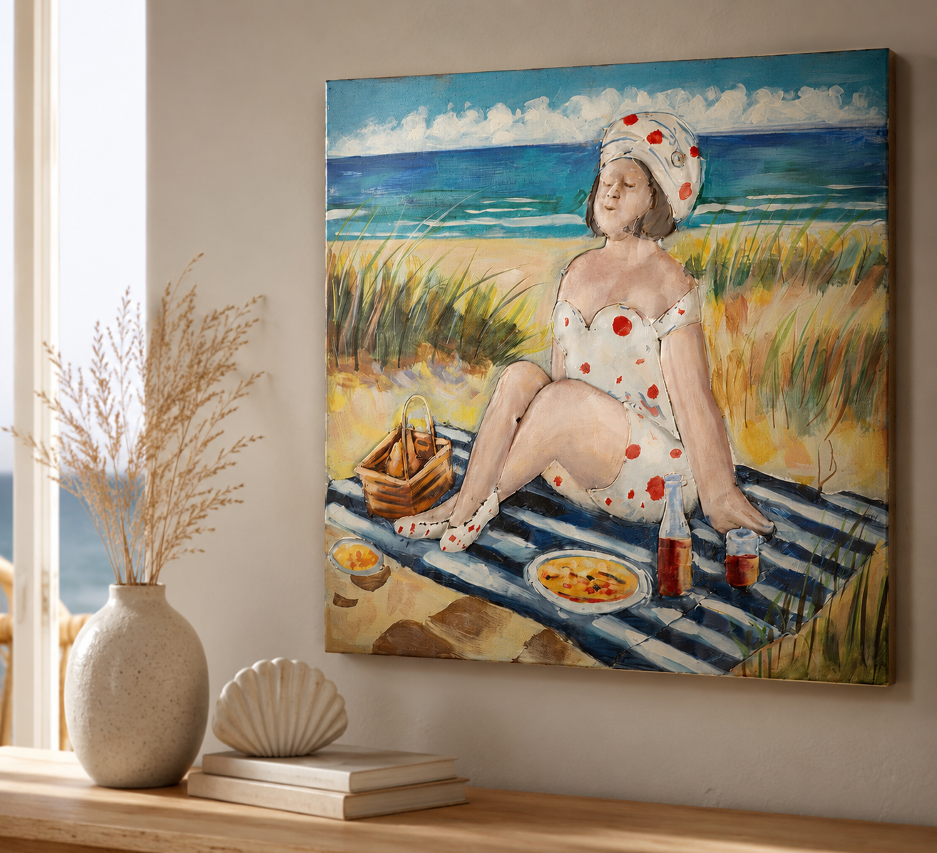 Wandbild Badedame Marisol Küstenmoment 60 cm Metall