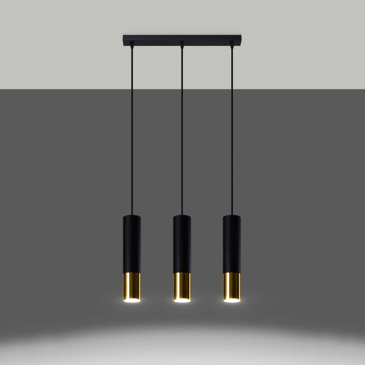 Hängeleuchte LOOPEZ 3L schwarz/gold