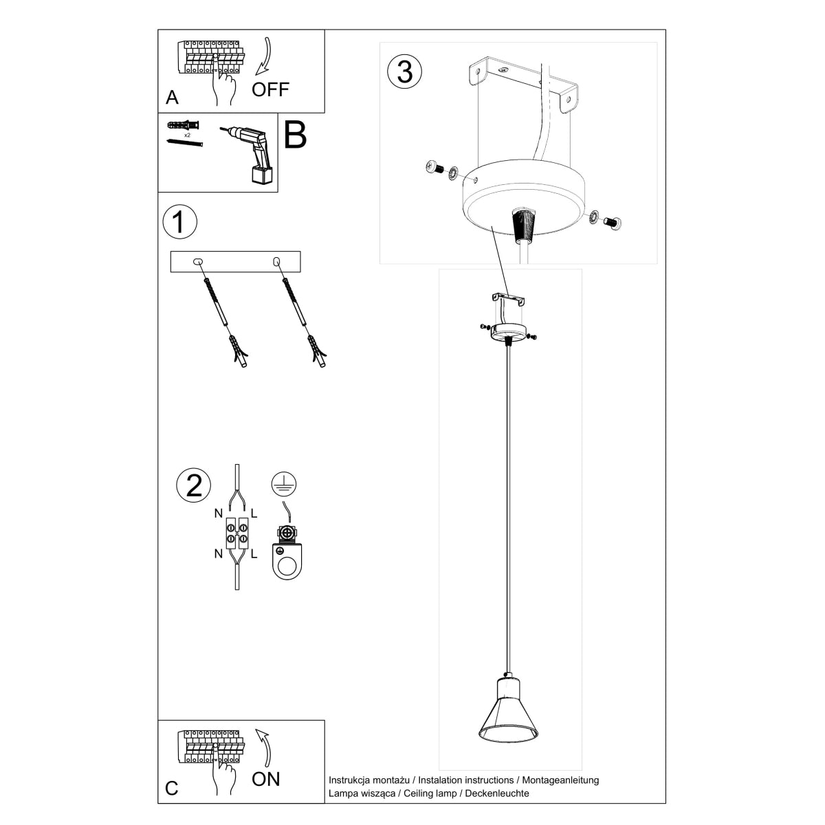 TALEJA 1 hanging light black [E27]