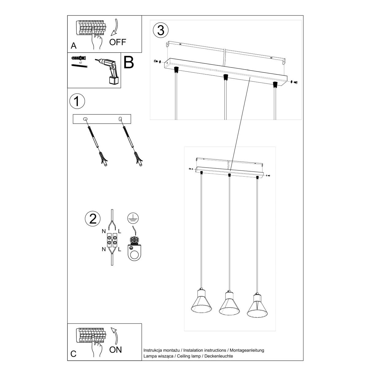 TALEJA 3 hanging light black [E27]