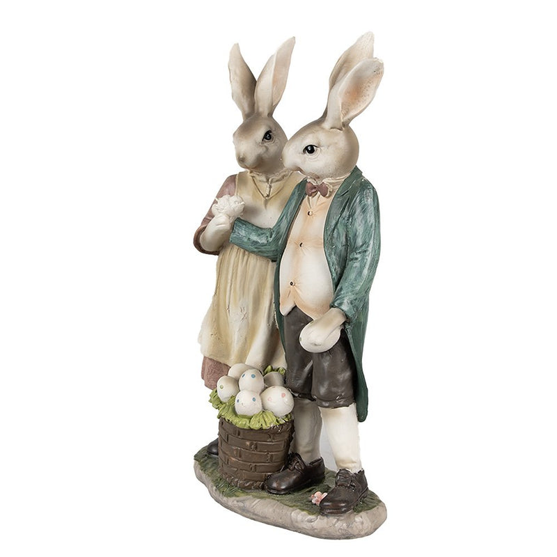 Decorative statue rabbit brown pink green 15x8x26 cm