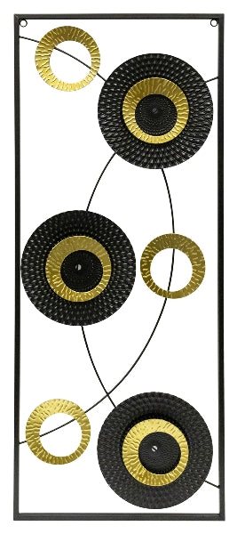Kreise Harmonie - Elegante Metall-Wanddekoration, Gold & Schwarz, 95x40cm