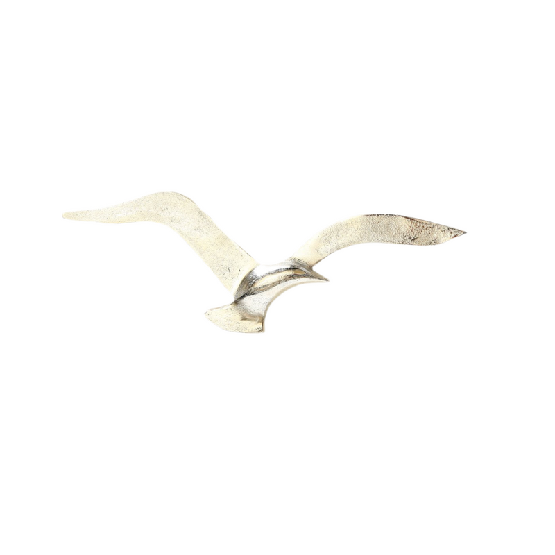 Silver wall object bird set made of aluminum - 2-piece maritime decoration