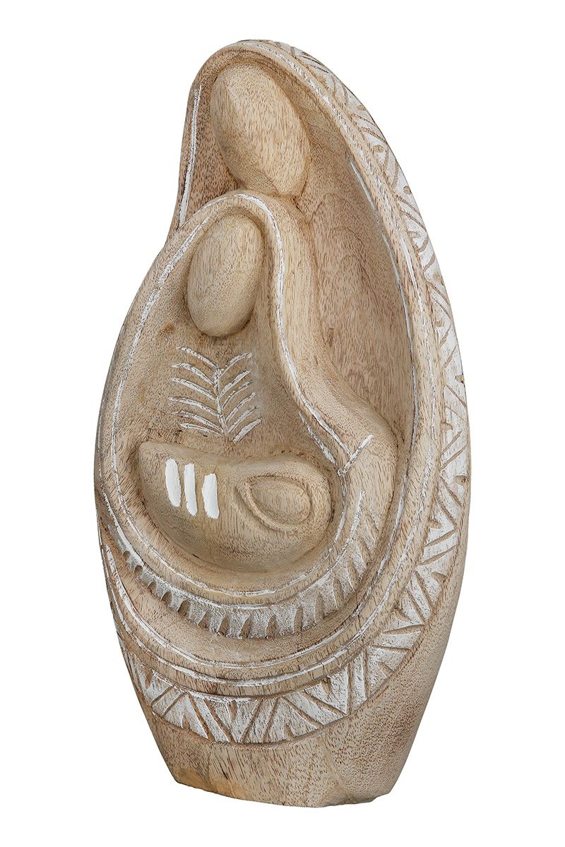 Handgesneden kerstfiguur 'Heilig' gemaakt van mangohout - een kunstwerk van natuurlijkheid