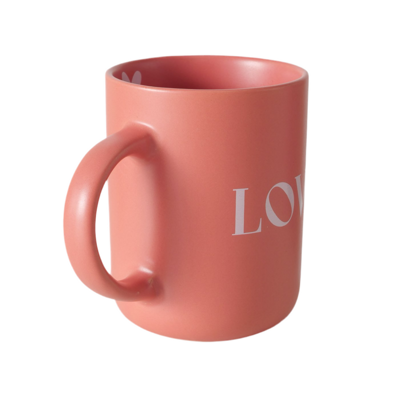 Jumbo Mok Love Set van 2 Keramiek 420 ml romantisch roze en rood