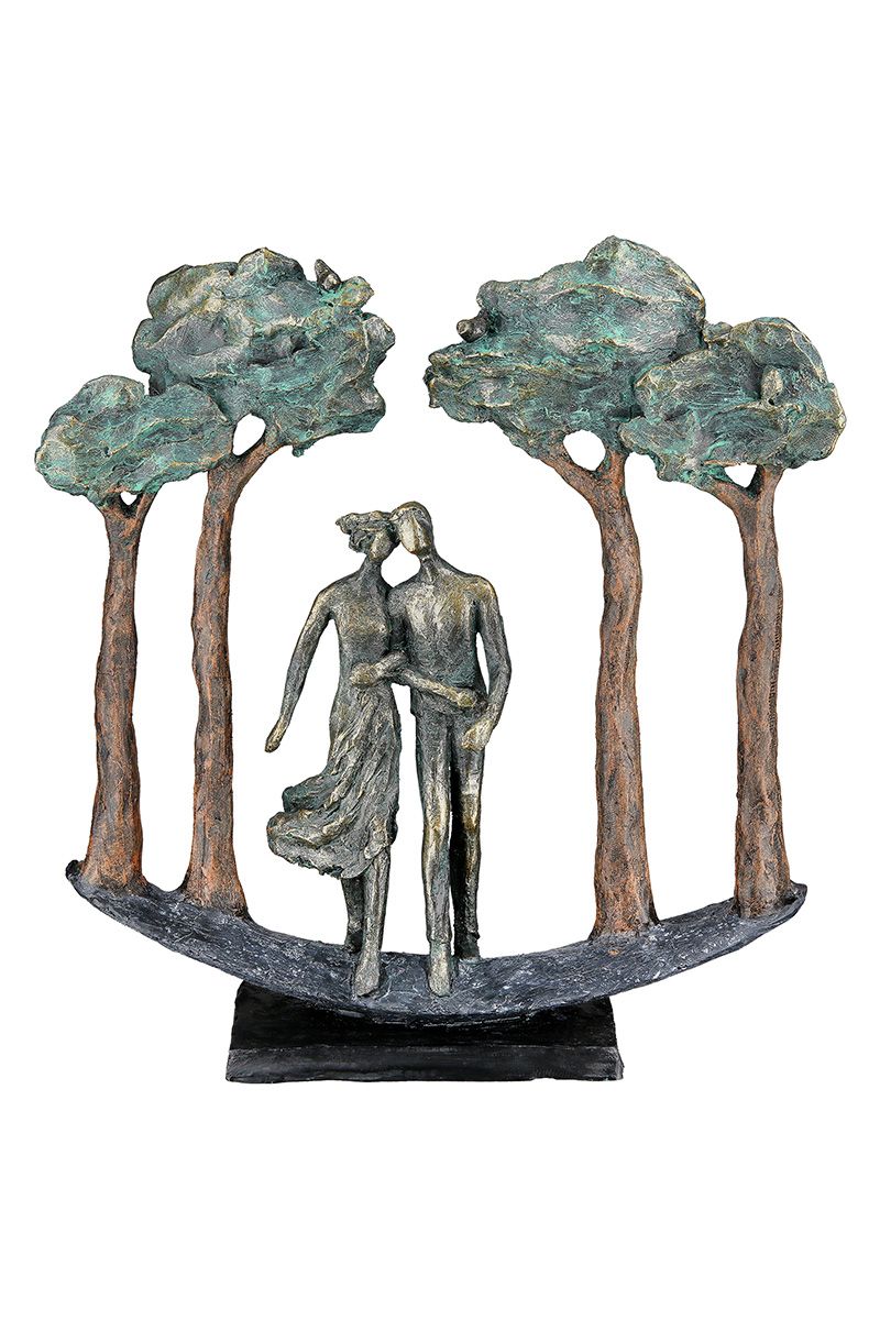 Skulptur 'Under Trees' – Elegantes Paarmotiv mit inspirierender Spruchkarte