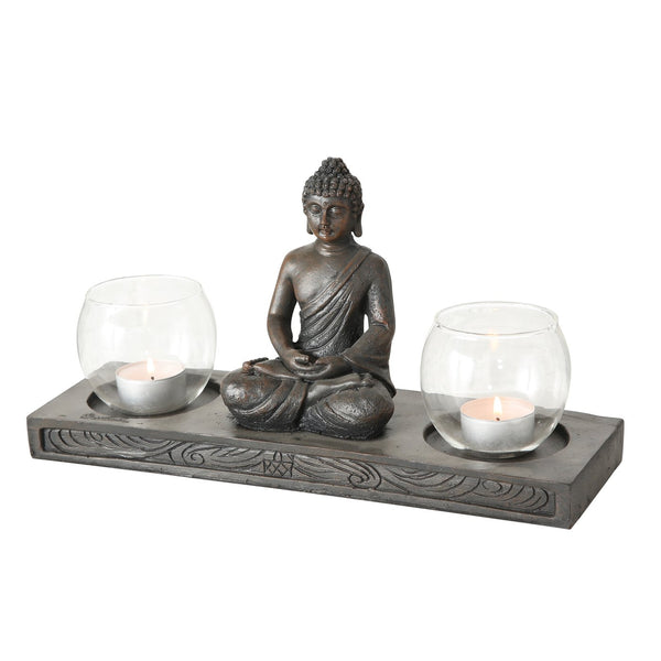 Zen Harmony Windlicht - Buddha Design mit Doppelkerzenhalter