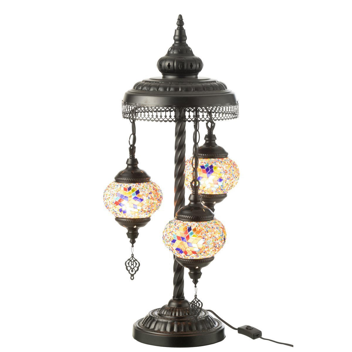 Oriental table lamp with mosaic – 3-light in orange