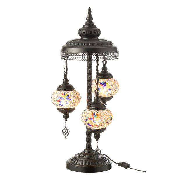 Orientalische Tischlampe mit Mosaik – 3-flammig in Orange