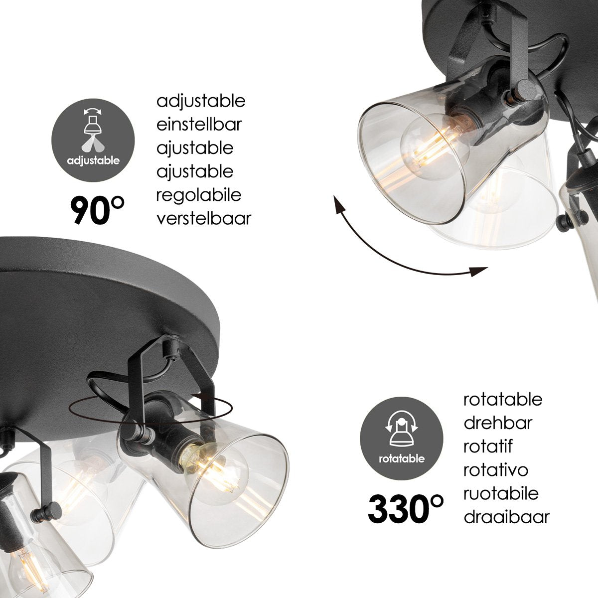 LED Aufbaustrahler Edge 3 - Rund - dimmbar - Schwarz