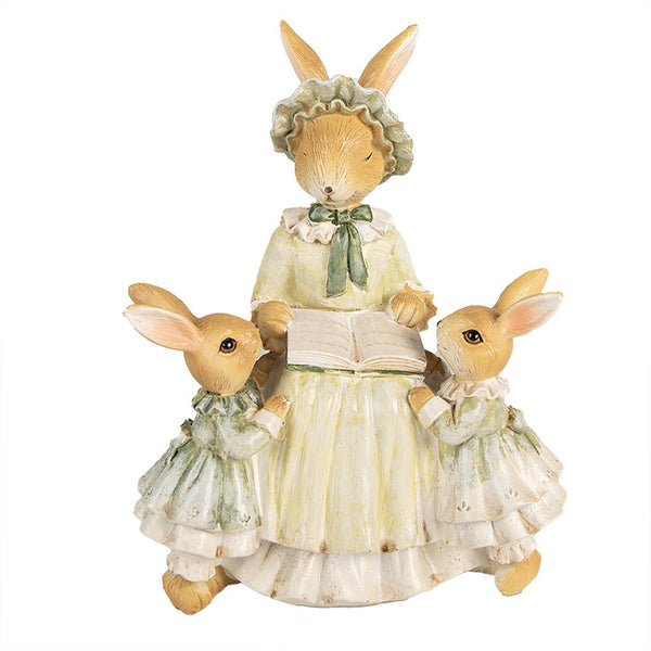 Rabbit Grandma with Grandson Reading Fairy Tales 14x10x19 cm