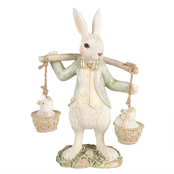 Decorative statue rabbit white green 12x7x17 cm
