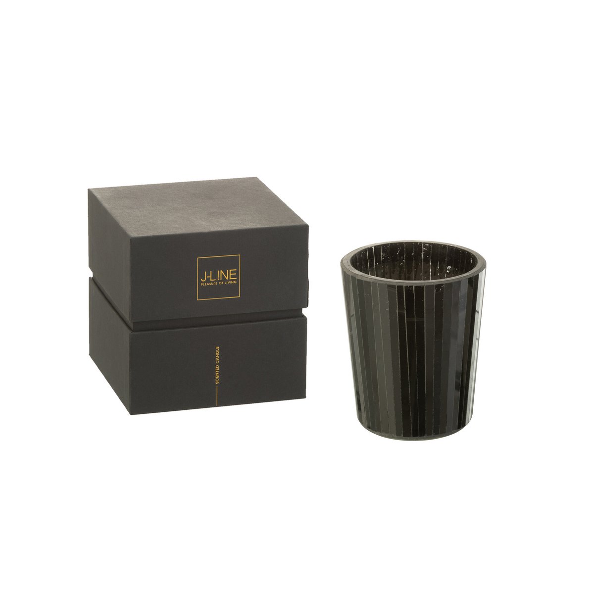 J-Line Duftkerze Noa – Spicy Twilight – Glas – Schwarz – mittel – 55U