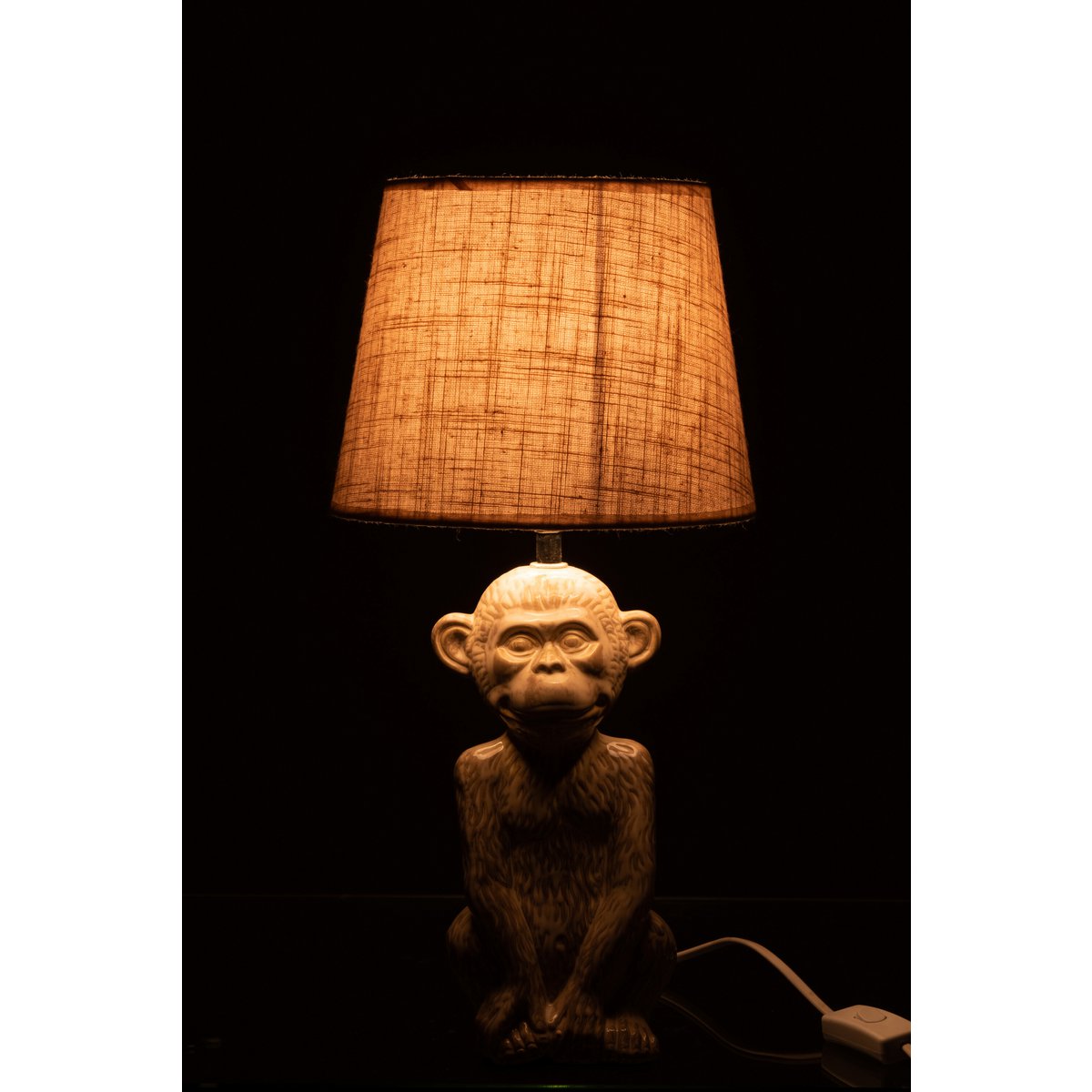 Tischlampe Affenfigur Beige Zement 46cm