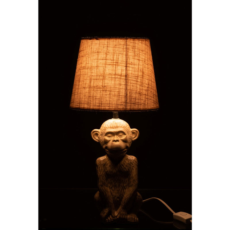 Table Lamp Monkey Figure Beige Cement 46cm