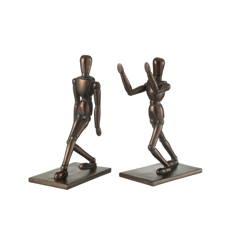 Set aus 2 Bücherstützen Figur Männer in Braun