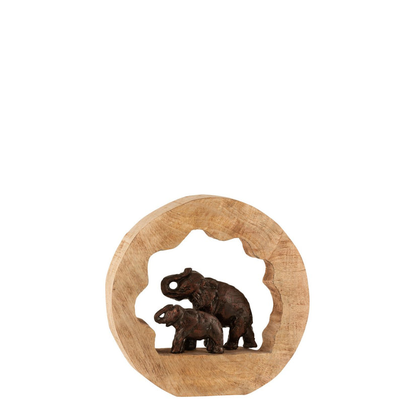 Stilvolle Elefantenfigur aus Mangoholz und Aluminium in Bronze-Optik - Klein