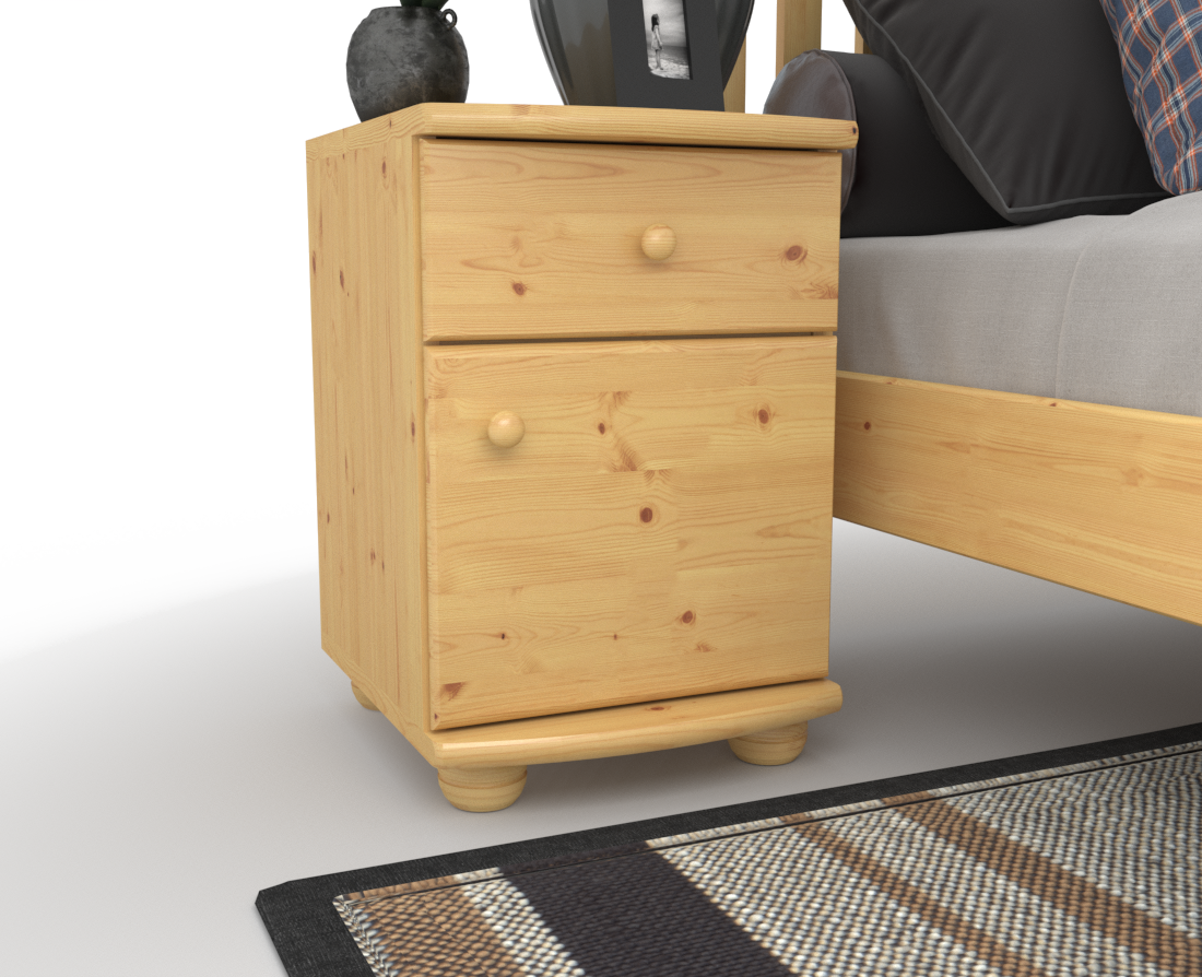 Claudia Kiefer Massivholz Nachttisch Nachtschrank | 1-Schublade 1-Türig | 100% Bio Kiefer