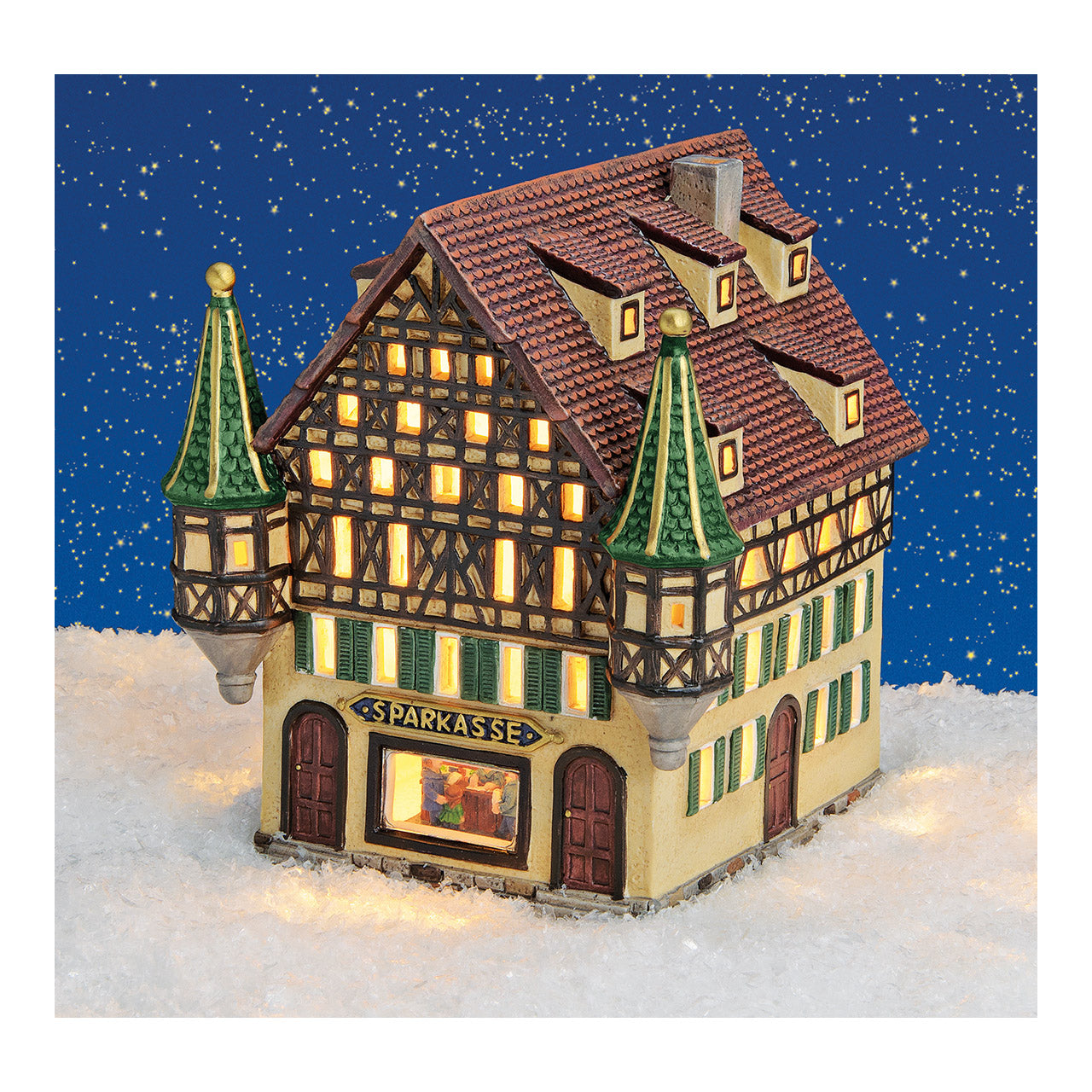 Wurm Lichthaus "Sparkasse" aus Porzellan, Bunt (B/H/T) 16x17x17cm
