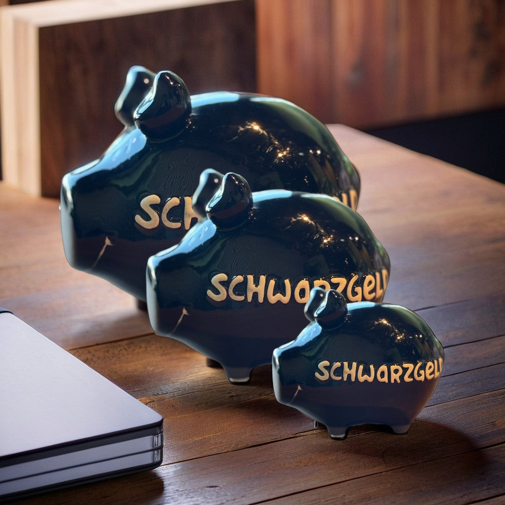 KCG Sparschwein "Schwarzgeld" aus Keramik, Schwarz/Weiß (B/H/T) 30x25x25cm Monsterschwein