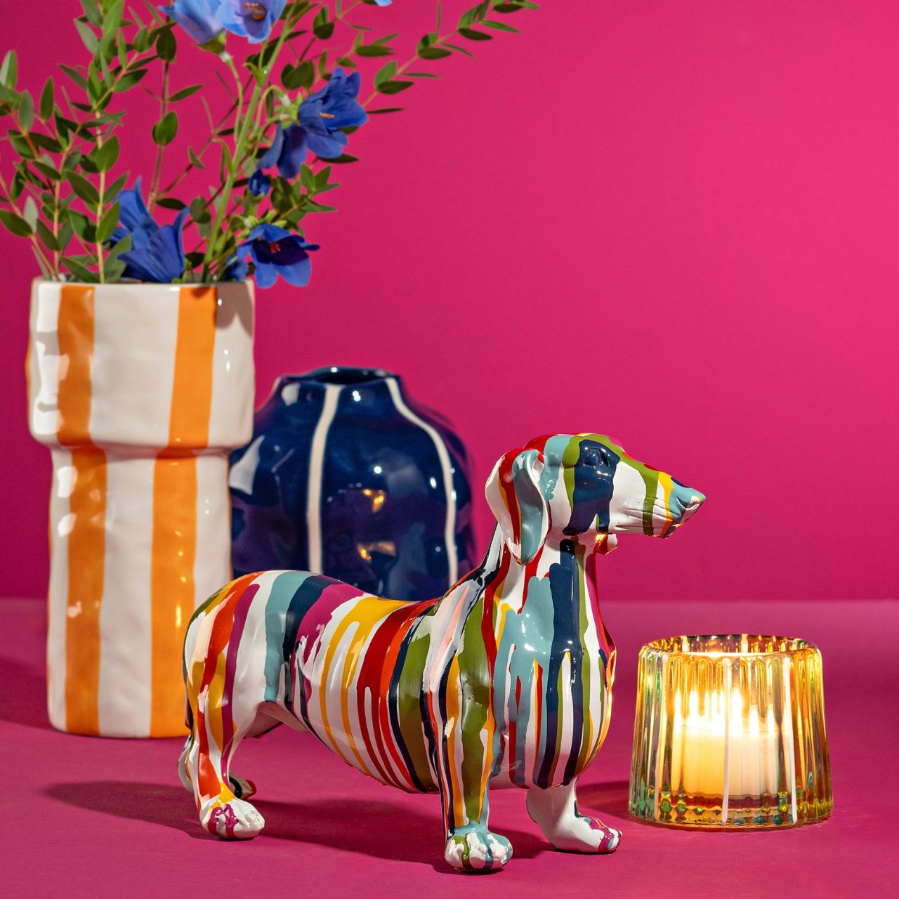 Figure dog dachshund made of poly, colorful (W/H/D) 27x16x7cm