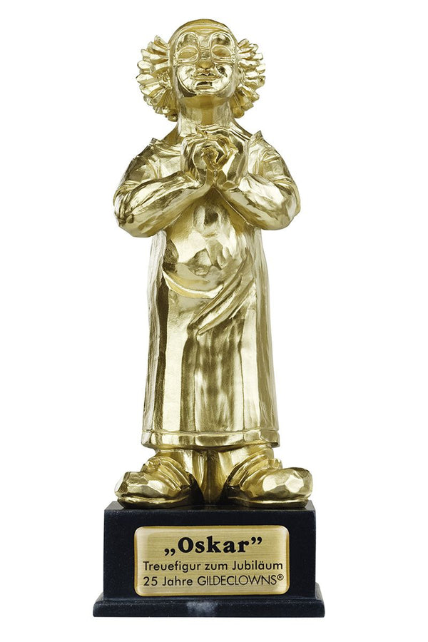 Clownfigur Oskar goldfarben aus Kunstharz - Jubiläumsedition