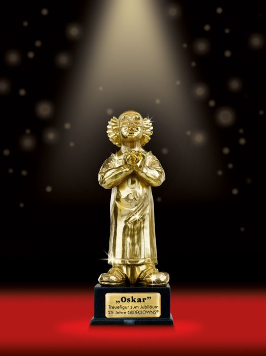 Clownfigur Oskar goldfarben aus Kunstharz - Jubiläumsedition