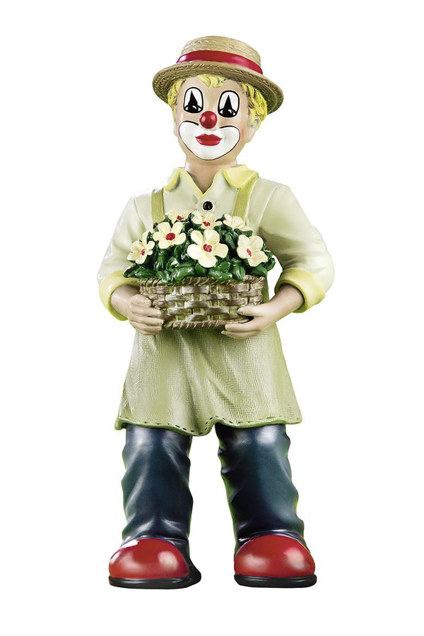 Farbenfroher Kunstharz-Clown Der Blumenkorb mit Blumendesign