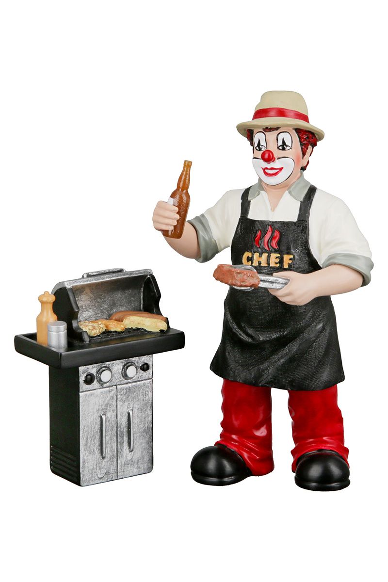 Clownfigur Chefgriller aus Kunstharz - Humorvolle Grill Deko