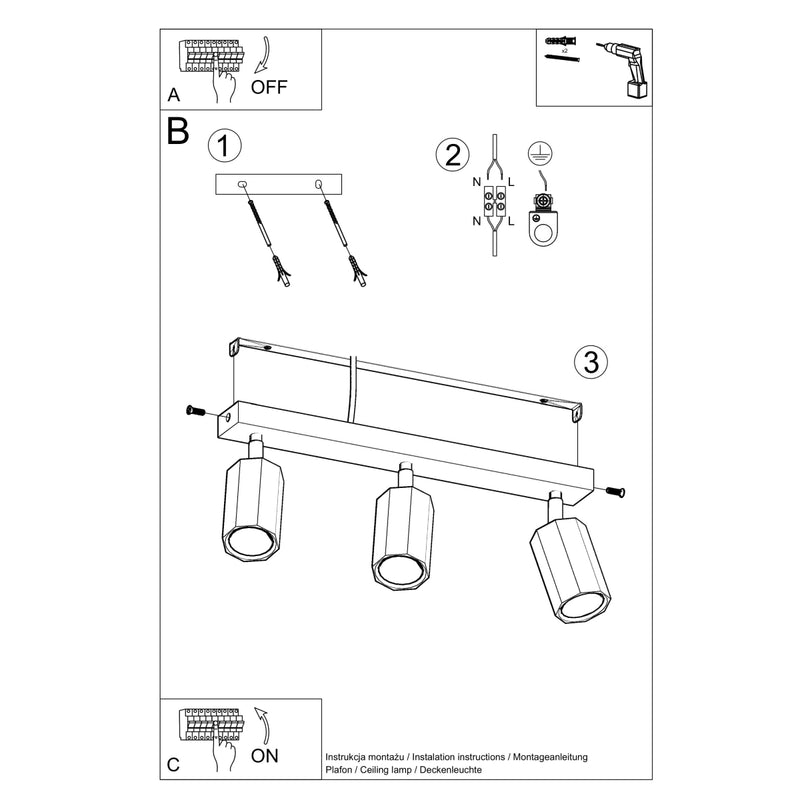 Ceiling light ZEKE 3 oak