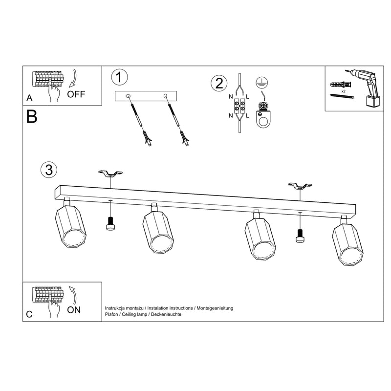 Ceiling light ZEKE 4 oak