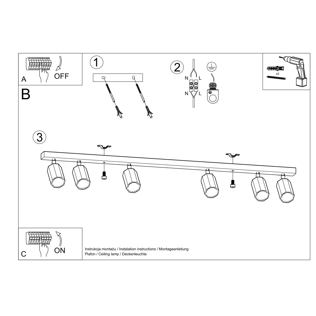 Ceiling light ZEKE 6 oak