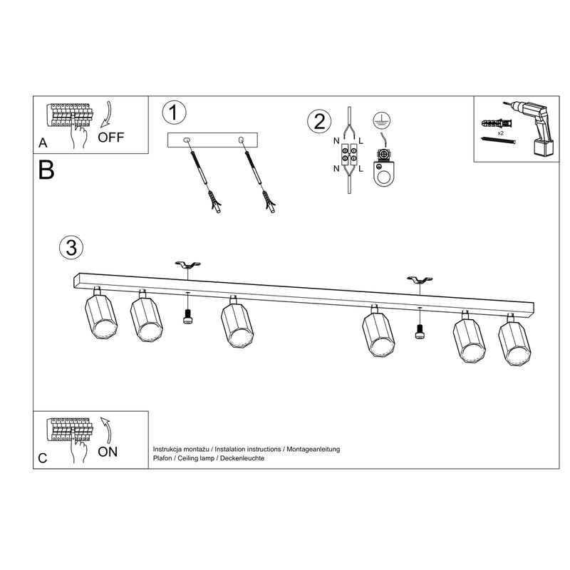 Ceiling light ZEKE 6 oak