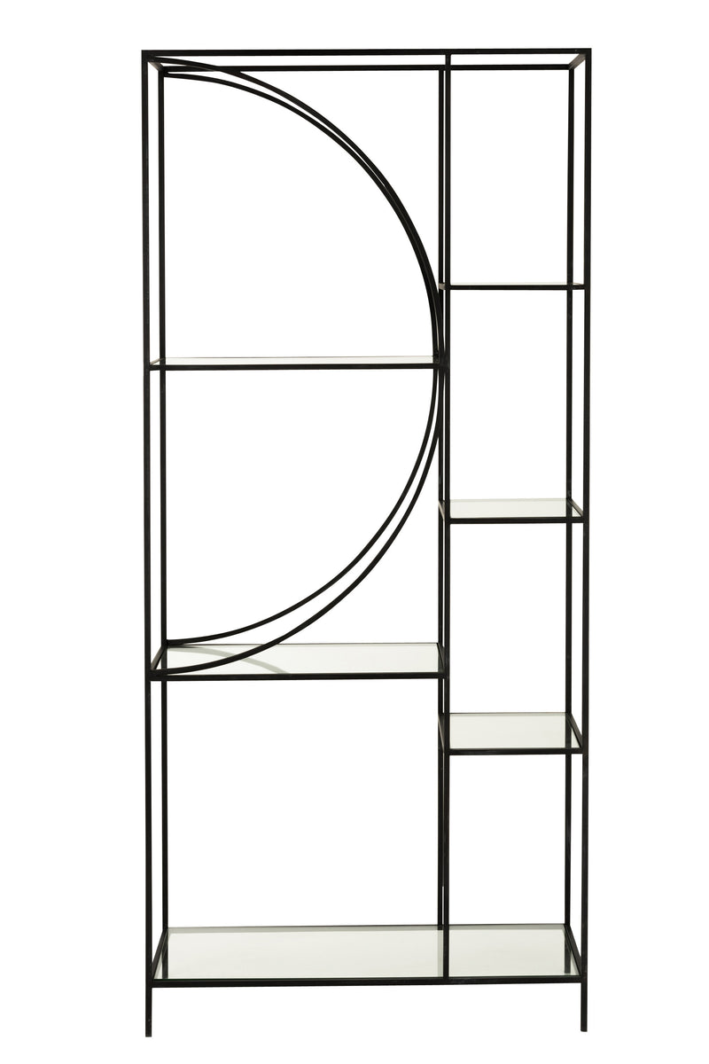 Elegante 2-delige plank Mixon in cirkeldesign van metaal en glas in zwart