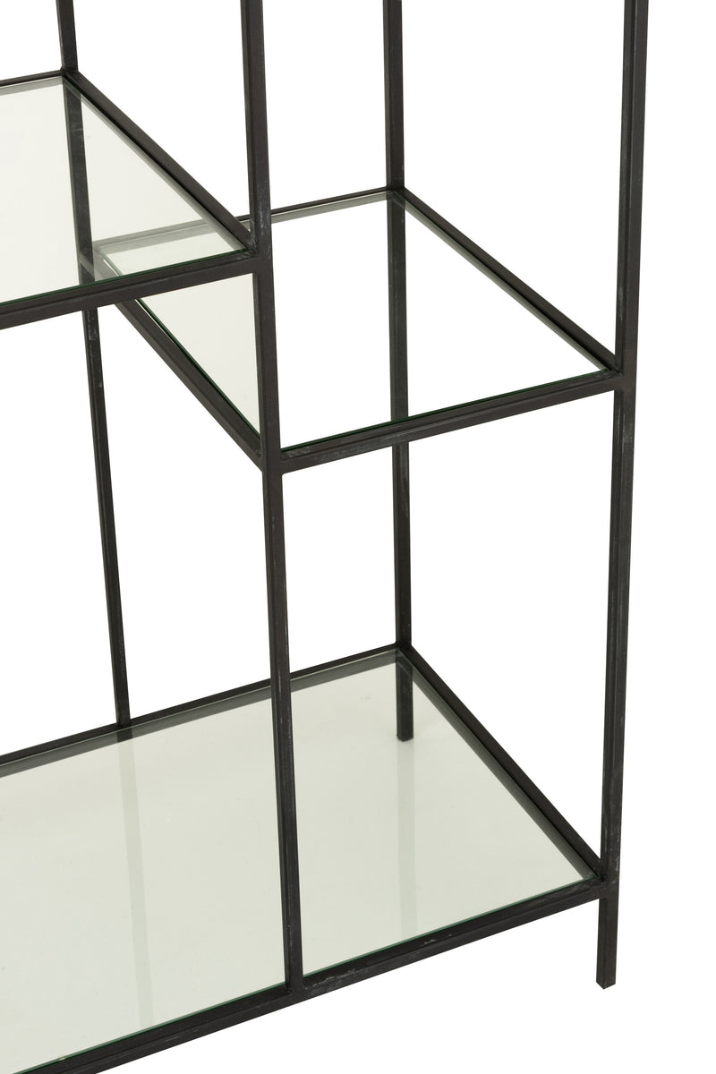 Elegante 2-delige plank Mixon in cirkeldesign van metaal en glas in zwart
