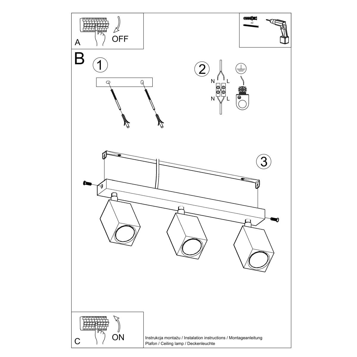Ceiling light KEKE 3 oak