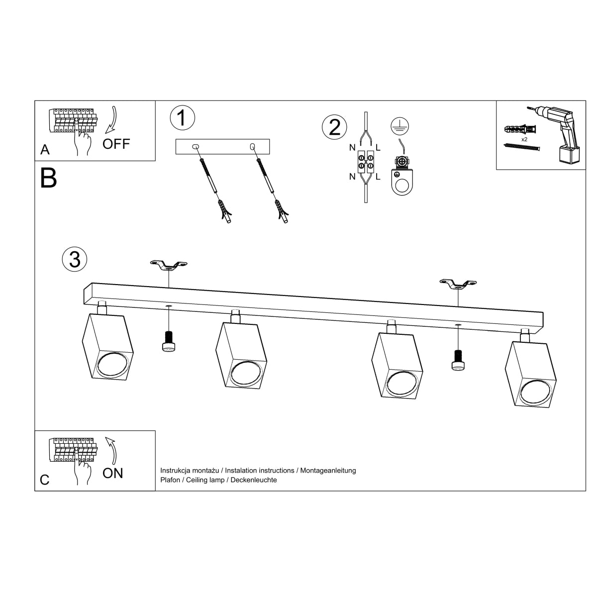 Ceiling light KEKE 4 oak