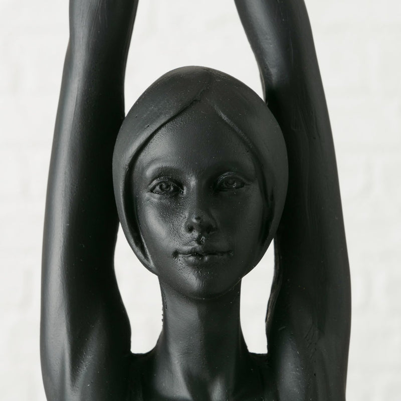 2er Set Yoga Meditation Figuren 'Asana' - Elegante Schwarze Kunstharz Skulpturen, Yoga Damen in Sitzposition, 40cm Höhe
