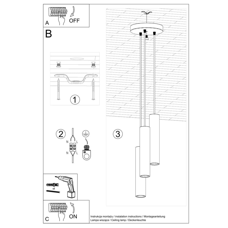 Pendant light LAGOS 3P White – Elegant pendant light for stylish interiors