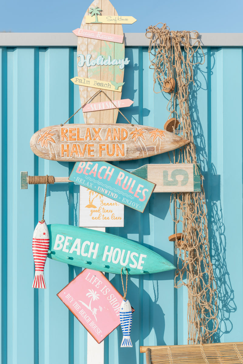 Houten borden - set van 2 met aloha-letters en ontspannend Beach Beach-motief