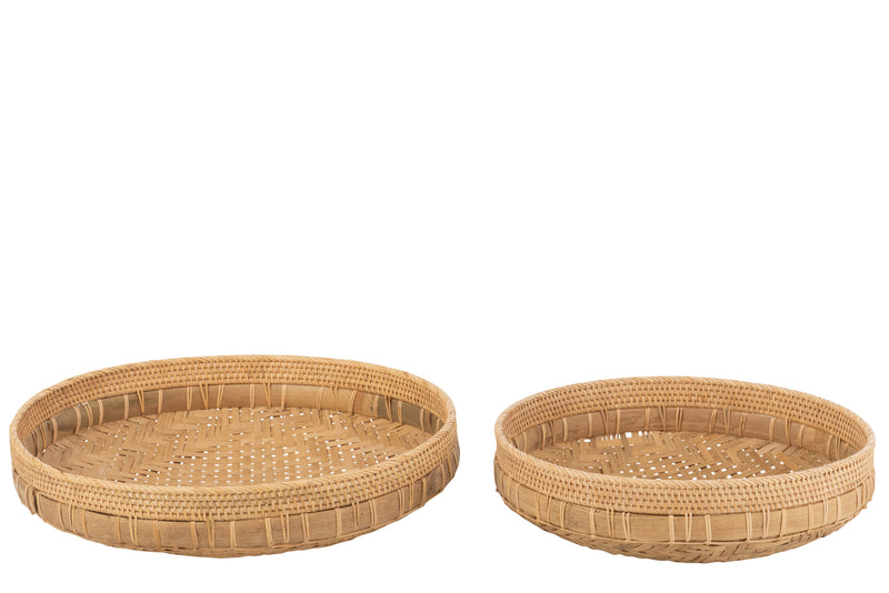 Exquisites 2er-Set Runde Rattan-Schalen in Naturell Elegante Dekoration trifft stilvolle Aufbewahrung