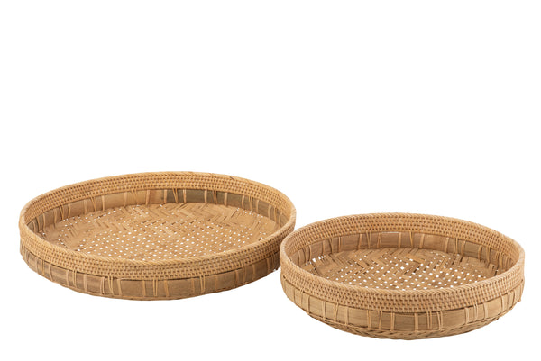 Exquisites 2er-Set Runde Rattan-Schalen in Naturell Elegante Dekoration trifft stilvolle Aufbewahrung